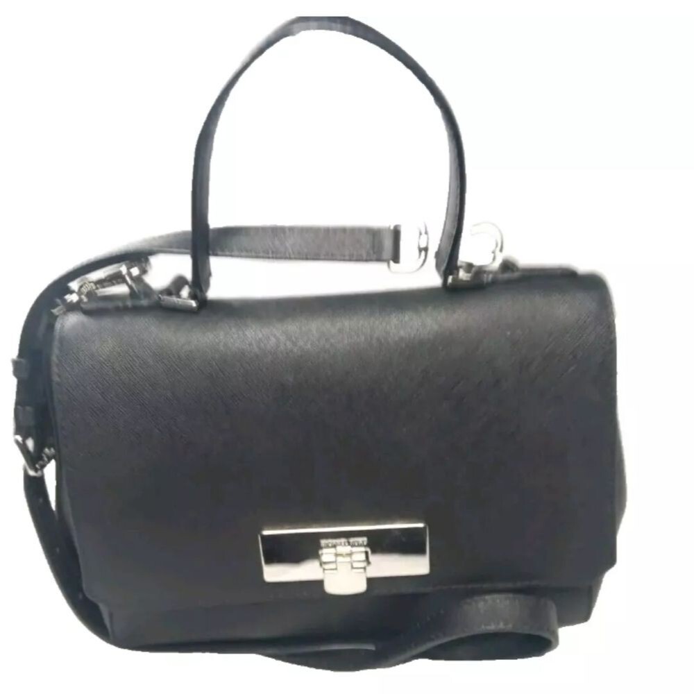 Michael Kors Callie Medium Leather Satchel Bag Black Handbag